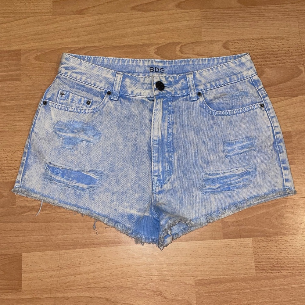 High Waisted Acid Ripped Jean Shorts